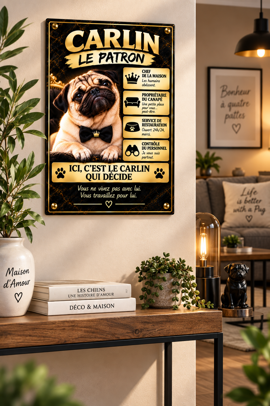 Plaque d’entrée Carlin « Le Patron » en Plexiglas Premium – 20 × 30 cm