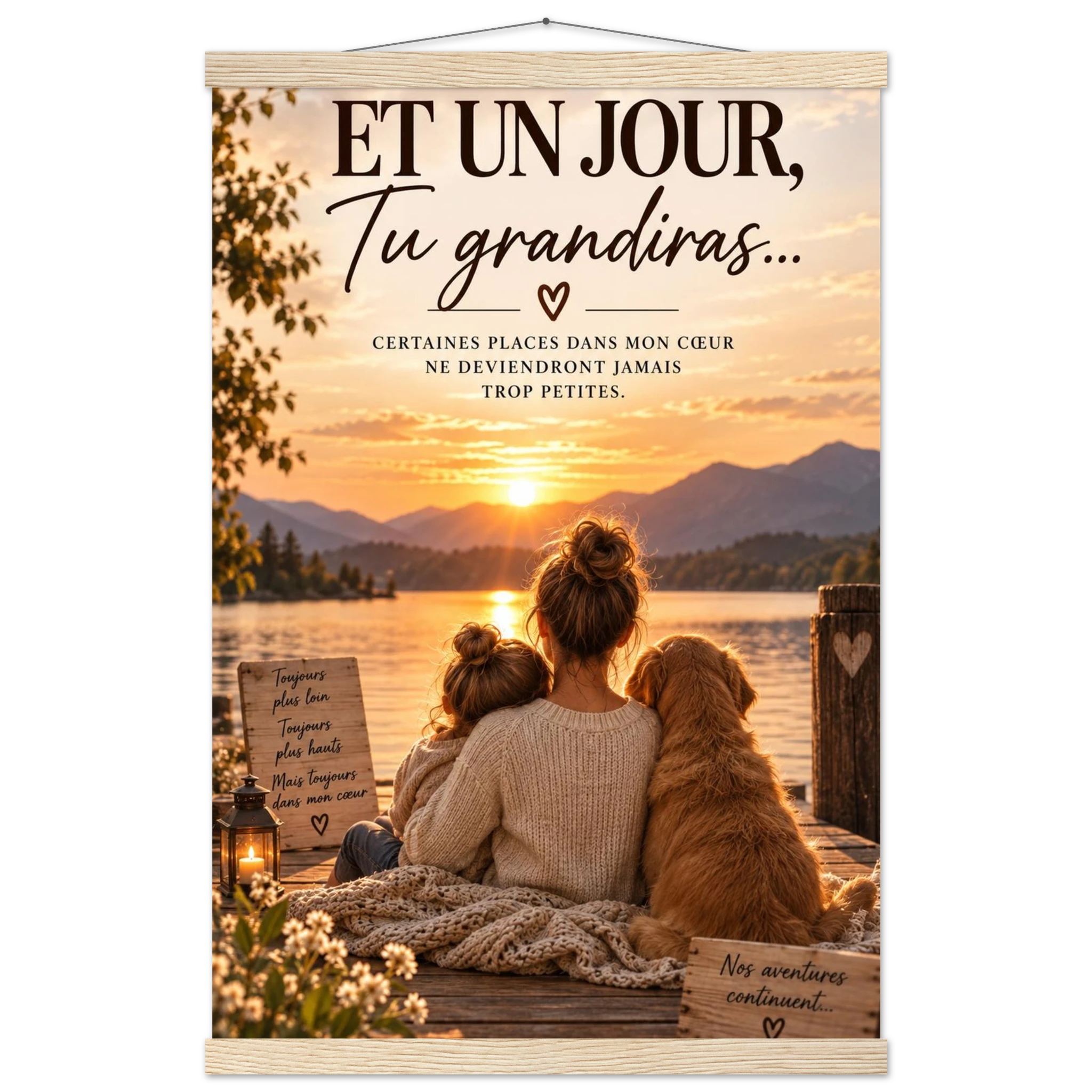 Trio de Posters Famille « Les Petits Bonheurs du Quotidien » – 40 × 60 cm avec baguettes en bois